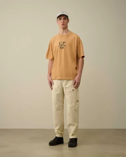 C.P. Company 20/1 Jersey Boxy Logo T-Shirt Pastry Shell-Orange Shop