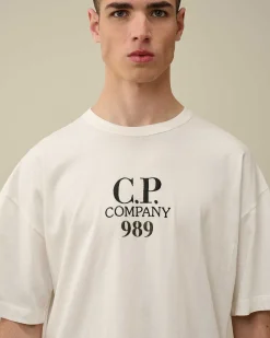 C.P. Company 20/1 Jersey Boxy Logo T-Shirt Gauze White Flash Sale