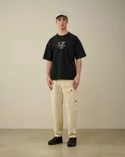 C.P. Company 20/1 Jersey Boxy Logo T-Shirt Black Online