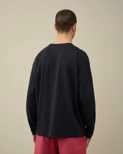 C.P. Company 20/1 Jersey Boxy Long Sleeved T-Shirt Total Eclipse-Blue Outlet