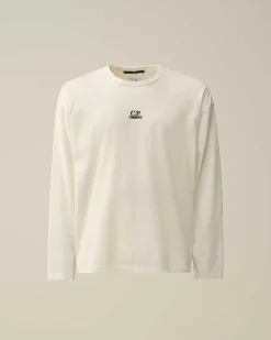 C.P. Company 20/1 Jersey Boxy Long Sleeved T-Shirt Gauze White Flash Sale