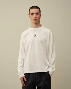 C.P. Company 20/1 Jersey Boxy Long Sleeved T-Shirt Gauze White Flash Sale