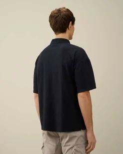 C.P. Company 20/1 Jersey Boxy Polo Shirt Total Eclipse-Blue Cheap
