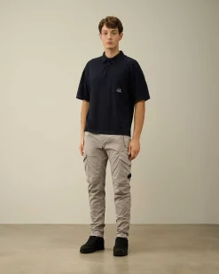 C.P. Company 20/1 Jersey Boxy Polo Shirt Total Eclipse-Blue Cheap