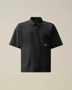 C.P. Company 20/1 Jersey Boxy Polo Shirt Black New