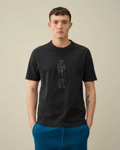 C.P. Company 1020 Jersey British Sailor T-Shirt Total Eclipse-Blue Cheap