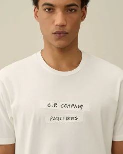 C.P. Company 24/1 Jersey Facili-Tees Graphic T-Shirt Gauze White Sale