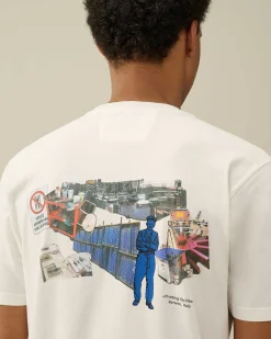 C.P. Company 24/1 Jersey Facili-Tees Graphic T-Shirt Gauze White Sale