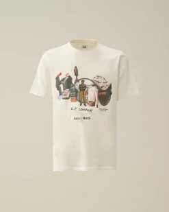 C.P. Company 24/1 Jersey Facili-Tees T-Shirt Gauze White Outlet