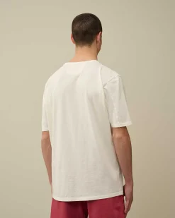 C.P. Company 24/1 Jersey Garment Dyed Logo T-Shirt Gauze White Flash Sale