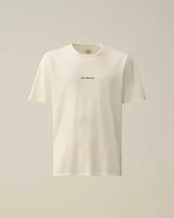 C.P. Company 24/1 Jersey Garment Dyed Logo T-Shirt Gauze White Flash Sale