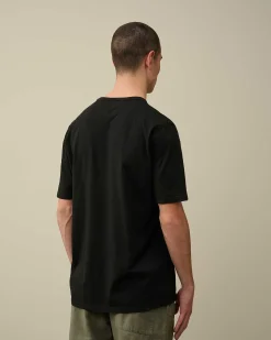 C.P. Company 24/1 Jersey Garment Dyed Logo T-Shirt Black Hot