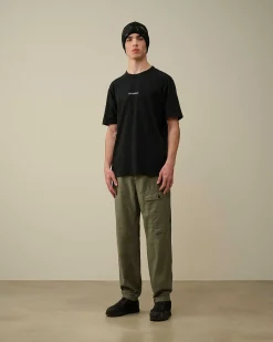 C.P. Company 24/1 Jersey Garment Dyed Logo T-Shirt Black Hot