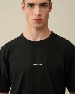 C.P. Company 24/1 Jersey Garment Dyed Logo T-Shirt Black Hot