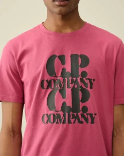 C.P. Company 30/1 Jersey Graphic T-Shirt Red Bud Outlet