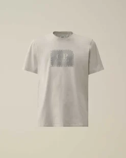 C.P. Company 30/1 Jersey Label Style Logo T-Shirt Drizzle Grey Flash Sale