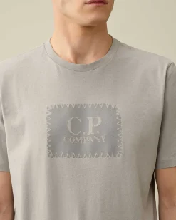 C.P. Company 30/1 Jersey Label Style Logo T-Shirt Drizzle Grey Flash Sale