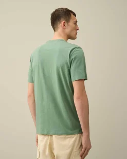 C.P. Company 30/1 Jersey Label Style Logo T-Shirt Green Bay Best Sale