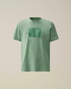 C.P. Company 30/1 Jersey Label Style Logo T-Shirt Green Bay Best Sale
