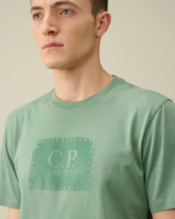 C.P. Company 30/1 Jersey Label Style Logo T-Shirt Green Bay Best Sale