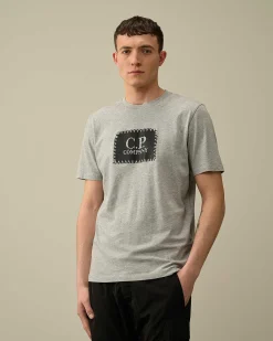 C.P. Company 30/1 Jersey Label Style Logo T-Shirt Grey Melange Store