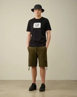 C.P. Company 30/1 Jersey Label Style Logo T-Shirt Black Fashion