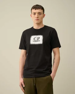 C.P. Company 30/1 Jersey Label Style Logo T-Shirt Black Fashion