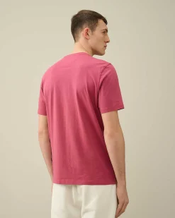 C.P. Company 30/1 Jersey Label Style Logo T-Shirt Red Bud Best Sale