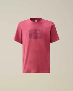 C.P. Company 30/1 Jersey Label Style Logo T-Shirt Red Bud Best Sale