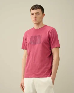 C.P. Company 30/1 Jersey Label Style Logo T-Shirt Red Bud Best Sale