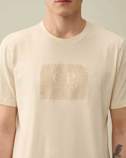 C.P. Company 30/1 Jersey Label Style Logo T-Shirt Pistachio Shell-Beige Shop