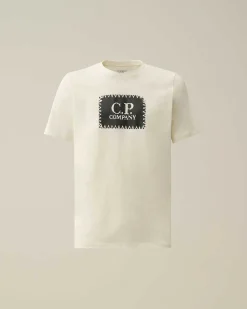 C.P. Company 30/1 Jersey Label Style Logo T-Shirt Gauze White Clearance