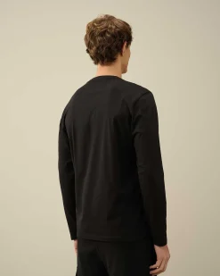 C.P. Company 30/1 Jersey Long Sleeved Logo T-Shirt Black Cheap