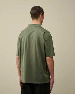 C.P. Company Jersey No Gravity Polo Shirt Agave Green Fashion