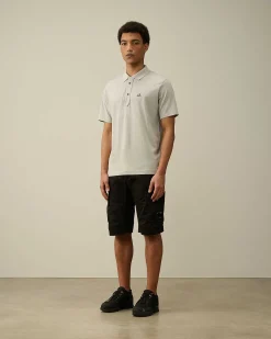 C.P. Company 1020 Jersey Polo Shirt Drizzle Grey Flash Sale