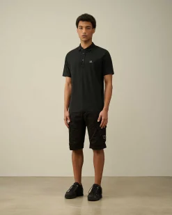 C.P. Company 1020 Jersey Polo Shirt Black Flash Sale