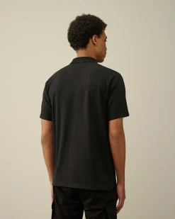 C.P. Company 1020 Jersey Polo Shirt Black Flash Sale