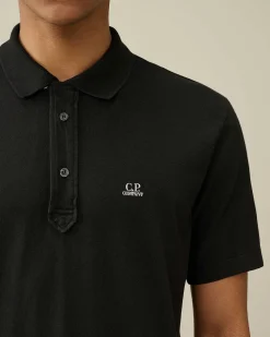 C.P. Company 1020 Jersey Polo Shirt Black Flash Sale