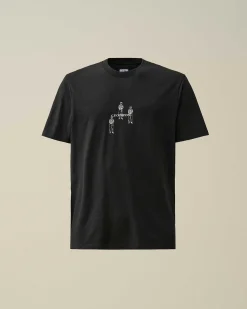 C.P. Company 30/1 Jersey Relaxed Graphic T-Shirt Black Outlet