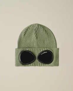 C.P. Company Kids' Cotton Goggle Beanie Agave Green Cheap