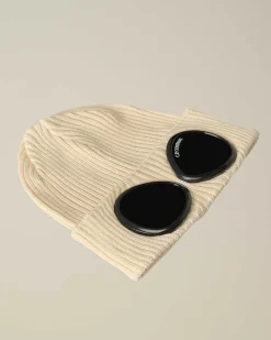 C.P. Company Kids' Cotton Goggle Beanie Pistachio Shell-Beige Hot