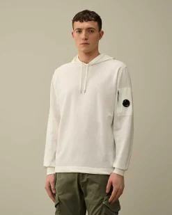 C.P. Company Light Fleece Hoodie Gauze White Cheap