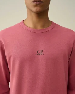 C.P. Company Light Fleece Logo Sweatshirt Red Bud Cheap