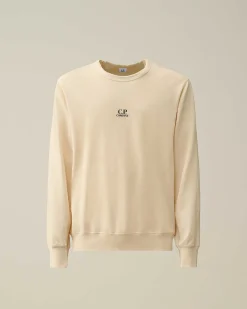 C.P. Company Light Fleece Logo Sweatshirt Pistachio Shell-Beige New
