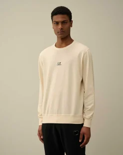 C.P. Company Light Fleece Logo Sweatshirt Pistachio Shell-Beige New