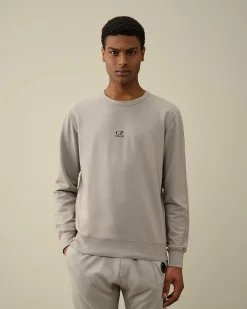 C.P. Company Light Fleece Logo Sweatshirt Drizzle Grey Shop