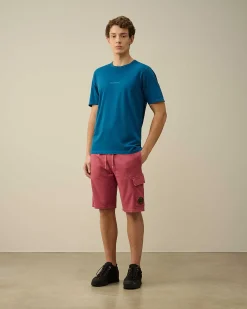 C.P. Company Light Fleece Utility Shorts Red Bud Discount