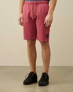 C.P. Company Light Fleece Utility Shorts Red Bud Discount