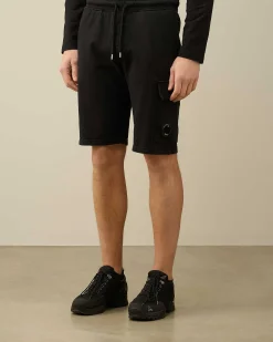 C.P. Company Light Fleece Utility Shorts Black Fashion
