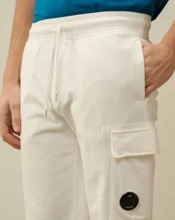 C.P. Company Light Fleece Utility Shorts Gauze White New